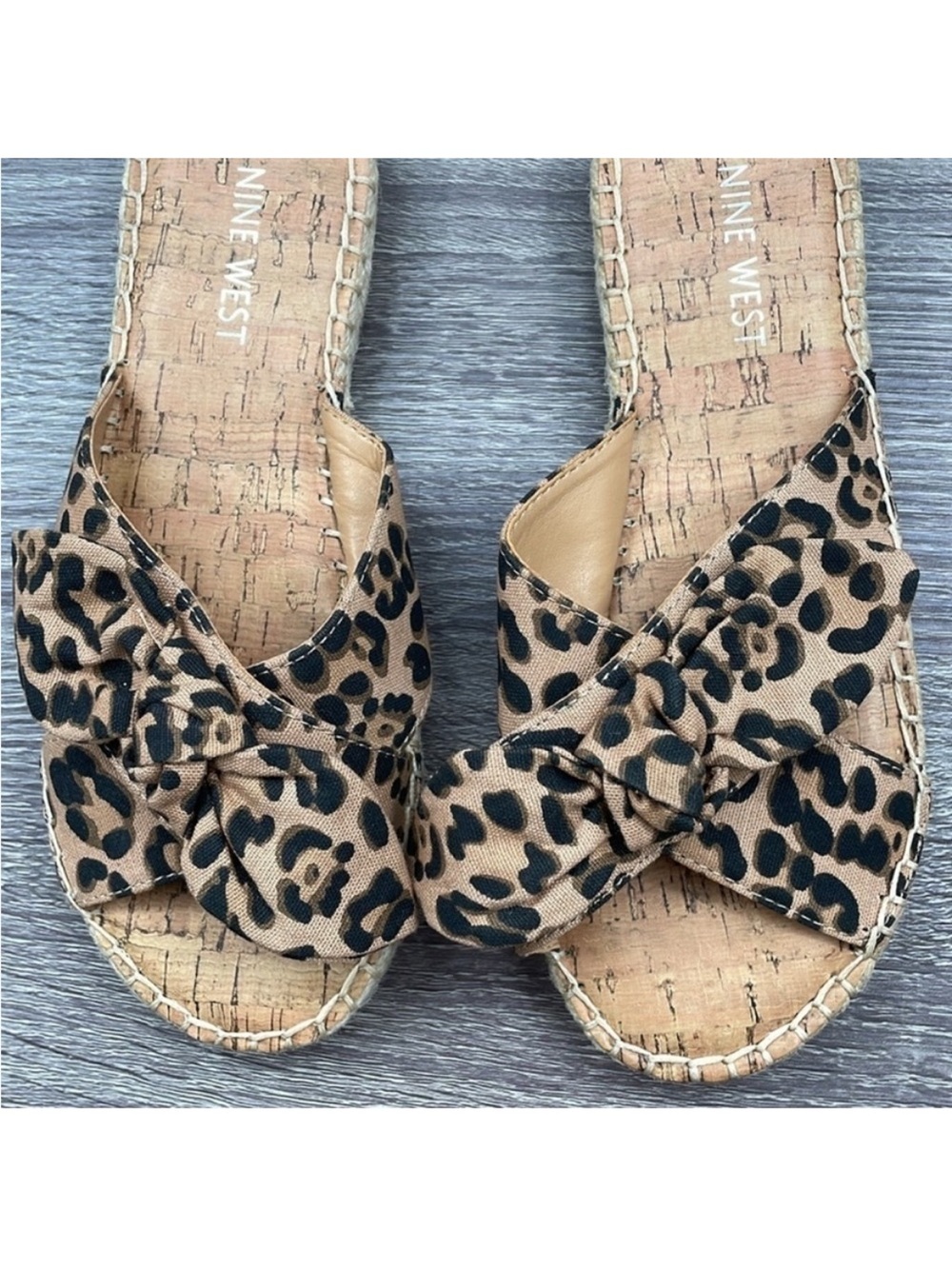 NEW! Nine West Leopard Print Knotted Espadrille Slide - Tan/Black. 6M. - Picture 8 of 11